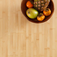 Our sustainable bamboo worktop with a colourful bowl of fruit