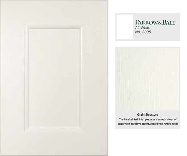 The cabinet door has been painted in Farrow & Ball’s All White - a mellow contemporary neutral.