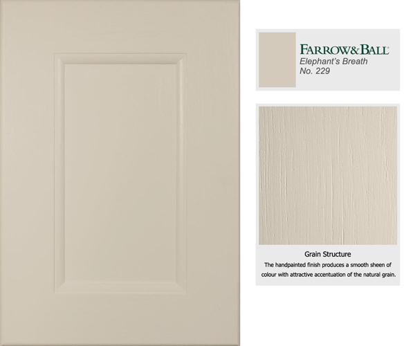 Farrow & Ball’s Elephant’s Breath is the darkest of our most popular cabinet door colours.