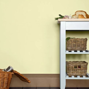 The light yellow colour on this wall is Pale Hound, by Farrow and Ball.