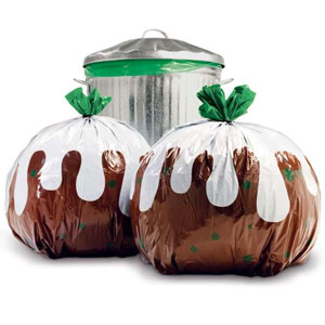 These Christmas pudding bin bags are a fantastic novelty option for all your festive waste disposal needs