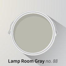 Lamp Room Gray looks excellent on wooden kitchen cupboards, especially when paired with warm white walls.