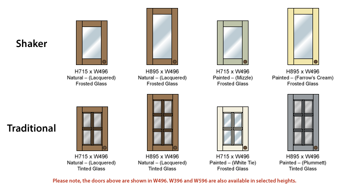 Glazed doors. Please note all glazed doors shown are width 500.