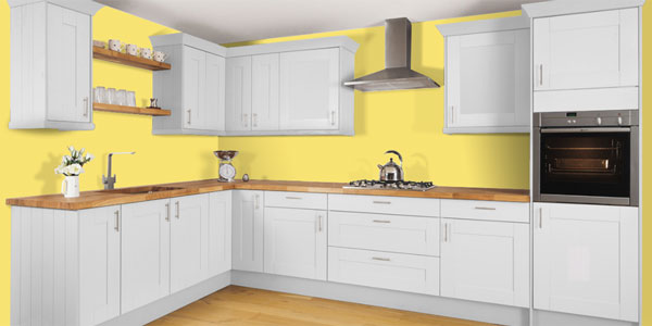 Yellow walls in a picture from our online kitchen creation tool