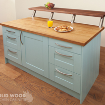 Solid wood kitchen painted in Blue Ground by Farrow & Ball solid wood kitchens.