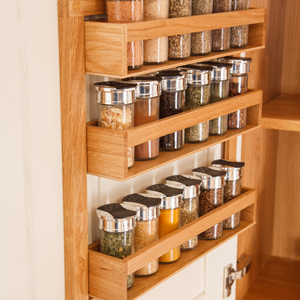 Our solid oak spice racks fit neatly to the inside of a cabinet door, leaving valuable space inside free - a small kitchen design idea not to be overlooked!
