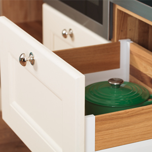 Solid oak drawers provide easily accessible storage space solid oak kitchen cabinets.