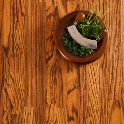 Our gorgeous stripy zebrano worktop with a bowl of herbs