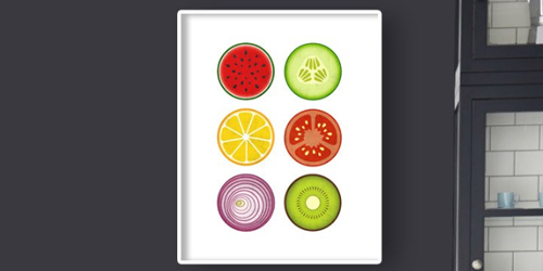 This fruit and vegetables print by Latte Design fits perfectly into a contemporary kitchen.