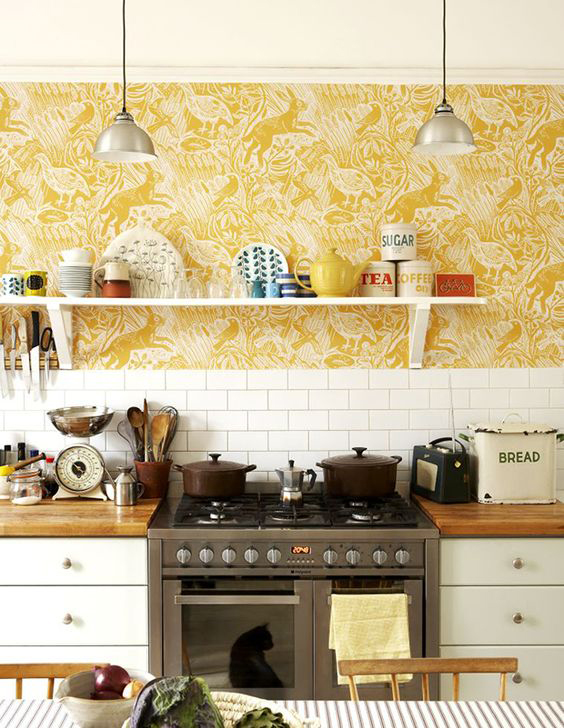How to Wallpaper a Kitchen - Solid Wood Kitchen Cabinets Information Guides