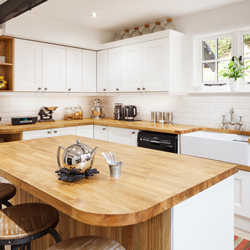 This solid wood kitchen belongs to one of our customers and is ideal for a beautiful coastal cottage.