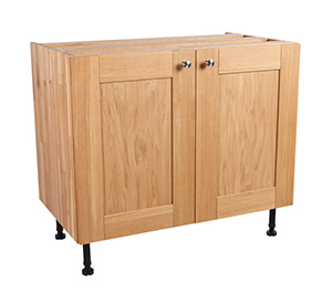 Solid Oak Kitchen Base Cabinet - H720mm X W900mm X D570mm - 2 X Full Height Shaker Lacquered Frontals