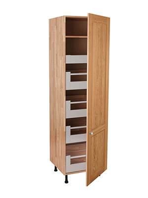Solid Oak Full Height BLUM Space Tower Cabinet 1 X Full Height Door - H1965mm X W600mm X D570mm - Shaker Lacquered Frontal
