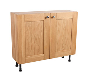 Solid Oak Kitchen Slimline Base Cabinet - H720mm X W800mm X D300mm - 2 X Full Height Shaker Lacquered Frontals