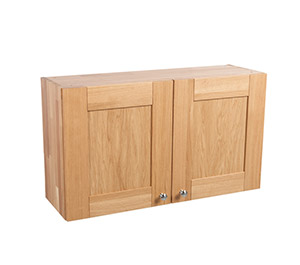 Solid Oak Kitchen Wall Cabinet -  H570mm X W900mm X D300mm - 2 X Full Height Shaker Lacquered Frontals