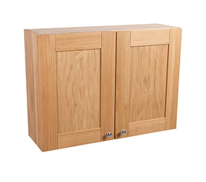 Solid Oak Kitchen Wall Cabinet -  H720mm X W800mm X D300mm - 2 X Full Height Shaker Lacquered Frontals