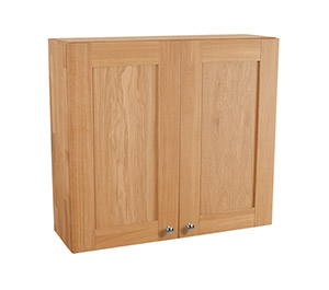 Solid Oak Kitchen Wall Cabinet -  H900mm X W800mm X D300mm - 2 X Full Height Shaker Lacquered Frontals