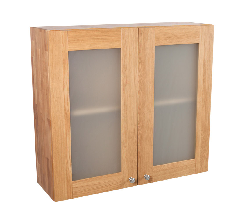 Solid Oak Kitchen Wall Cabinet H900mm, Glass Fronted Kitchen Wall Cabinet Uk