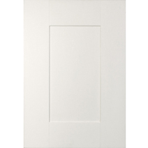 This Shaker cupboard door in Farrow & Ball’s All White allows the glamour of the black sparkle worktops to really take centre stage