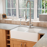 Solid oak Shaker lacquered kitchen with double-width Belfast sink