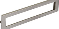 Inset handles create a flush profile which is commonly used in industrial-style kitchens